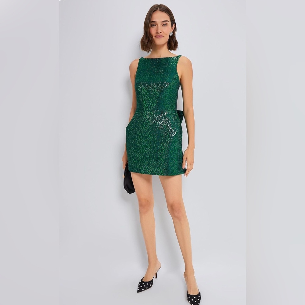 Asher Emerald Green Jacquard Mini Dress